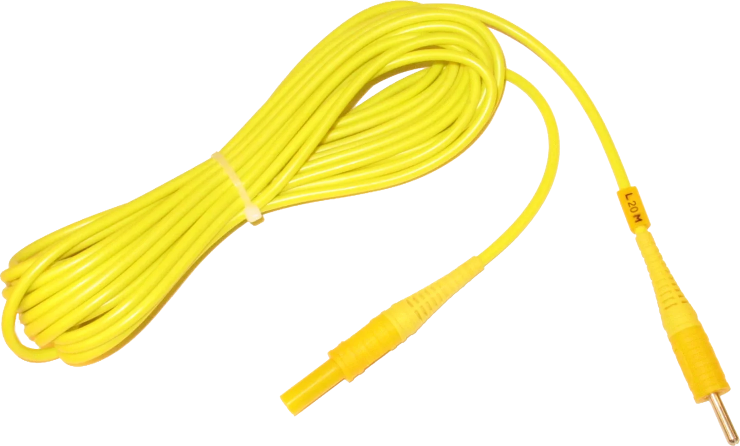 Przewód 20 m żółty zakończony wtykami bananowymi-thumbnail