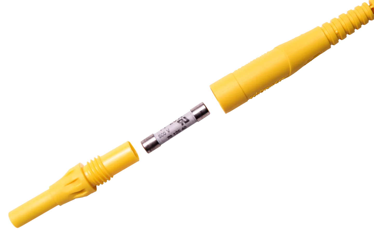 Przewód 2,0 m żółty CAT IV 1000 V (wtyki bananowe z bezpiecznikiem 10 A)-1