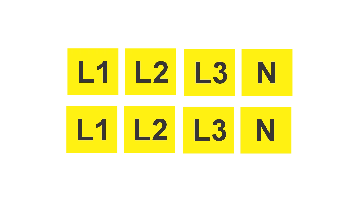 Oznaczniki na przewody L1, L2, L3, N (komplet 8 szt.)