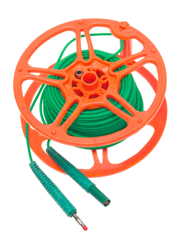 Przewód 25 m zielony do pomiaru uziemień na szpuli (wtyki bananowe)-thumbnail