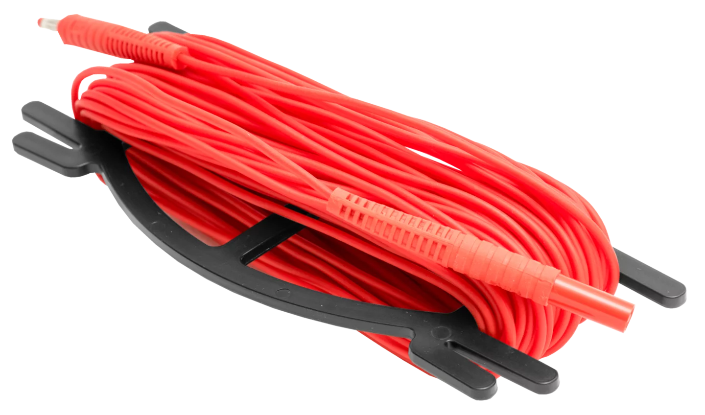 Przewód 30 m czerwony na nawijaku wtyki bananowe-thumbnail