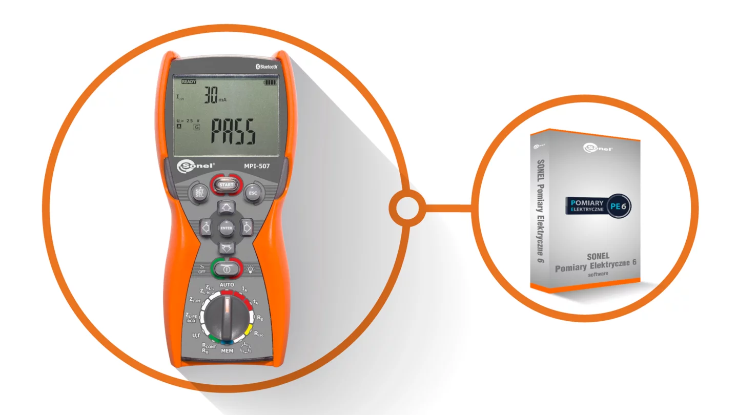 Miernik parametrów instalacji elektrycznej z programem MPI-507 + PE6
