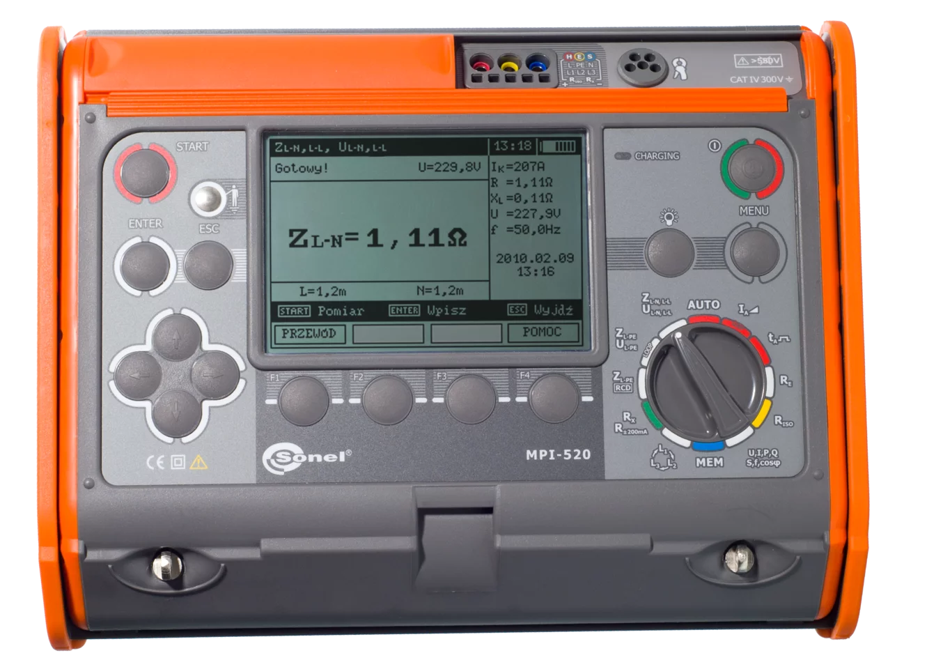 Miernik parametrów instalacji elektrycznych i wskaźnik napięcia MPI-520 Start + P-6-1
