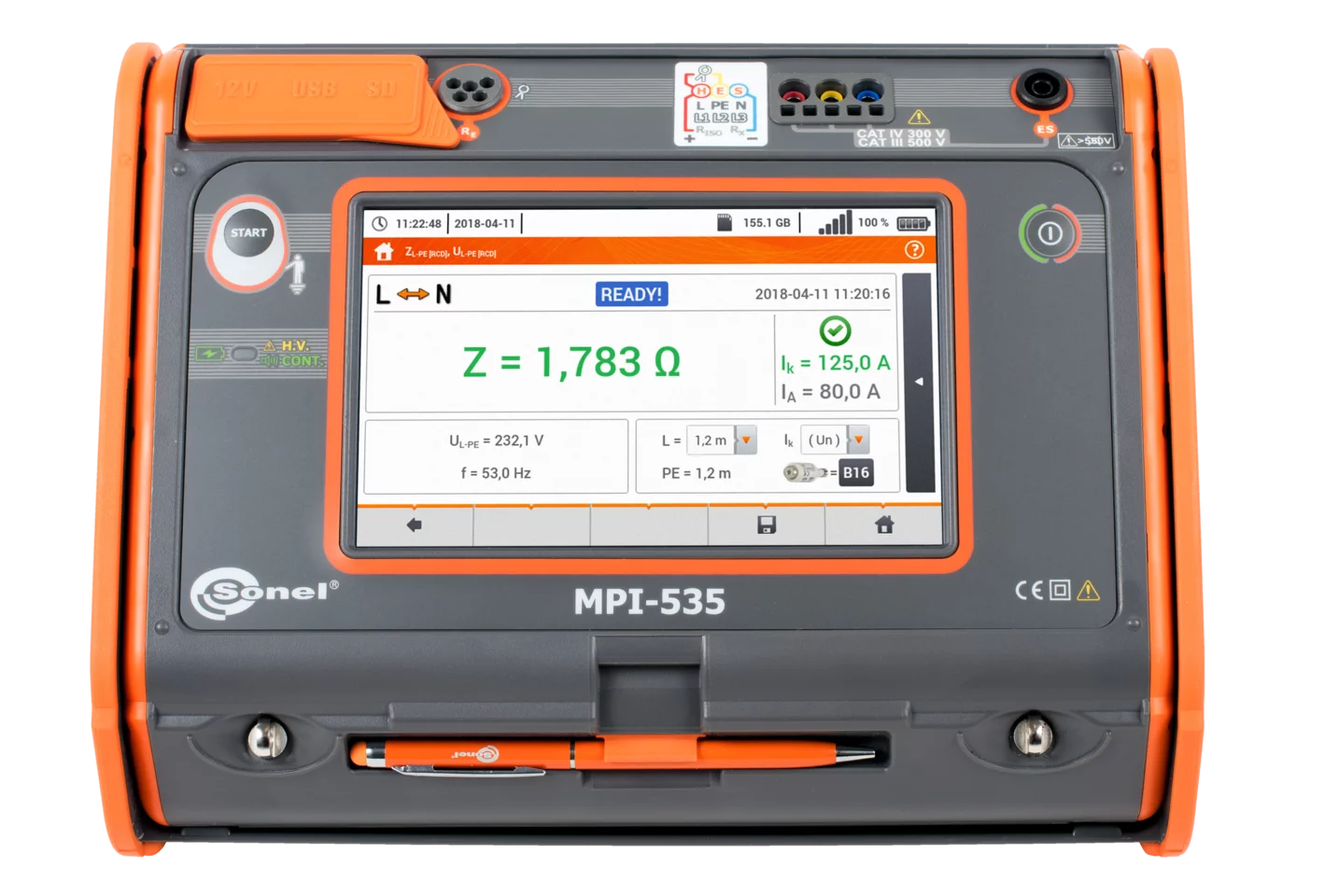 Wielofunkcyjny miernik parametrów instalacji elektrycznych z cęgami MPI-535 + C-3-1