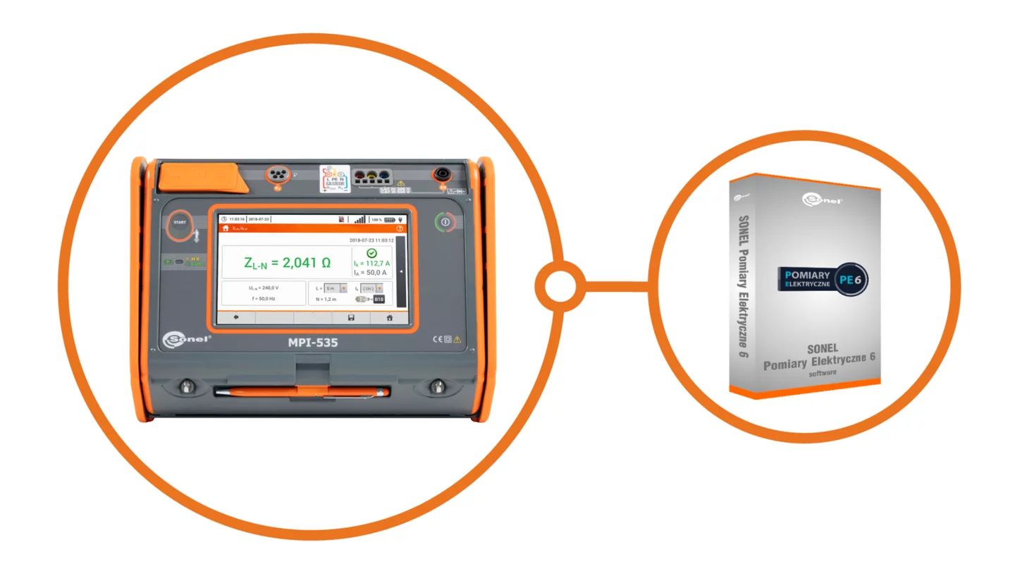 Wielofunkcyjny miernik parametrów instalacji elektrycznych z programem MPI-535 + PE6