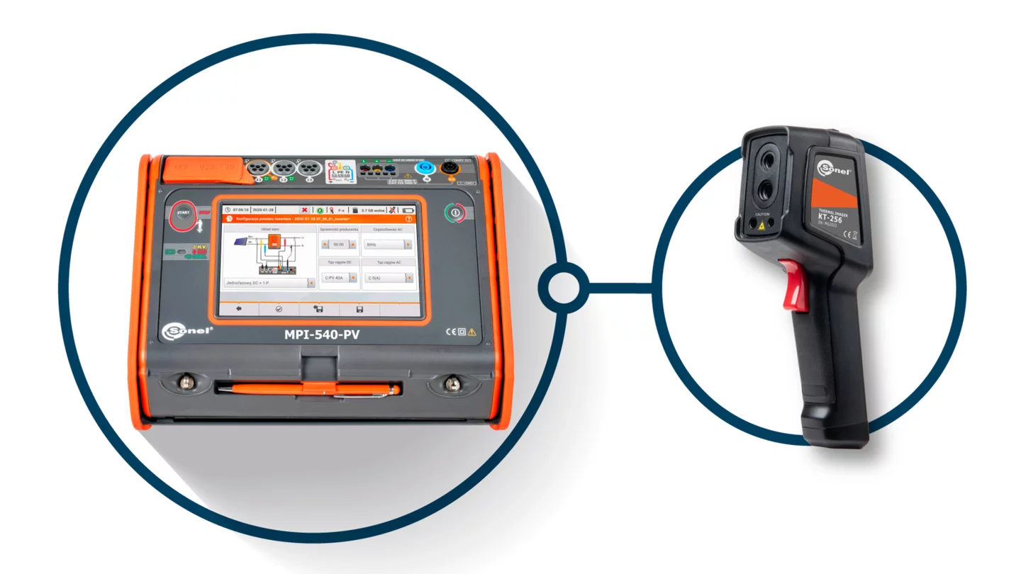 Wielofunkcyjny miernik parametrów instalacji elektrycznych z kamerą termowizyjną MPI-540-PV Start + KT-256