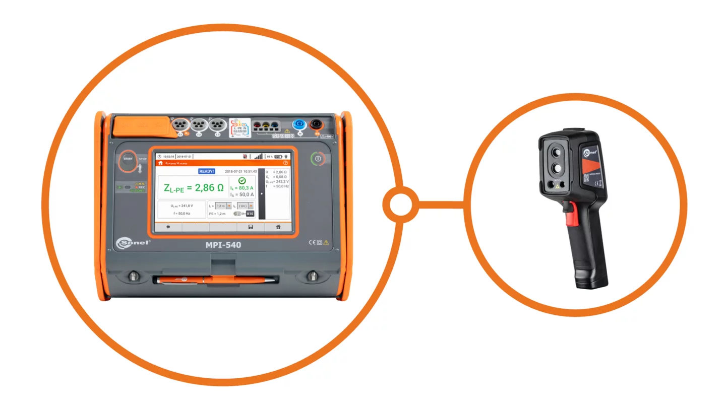 Wielofunkcyjny miernik parametrów instalacji elektrycznych z kamerą termowizyjną MPI-540 Start + KT-256