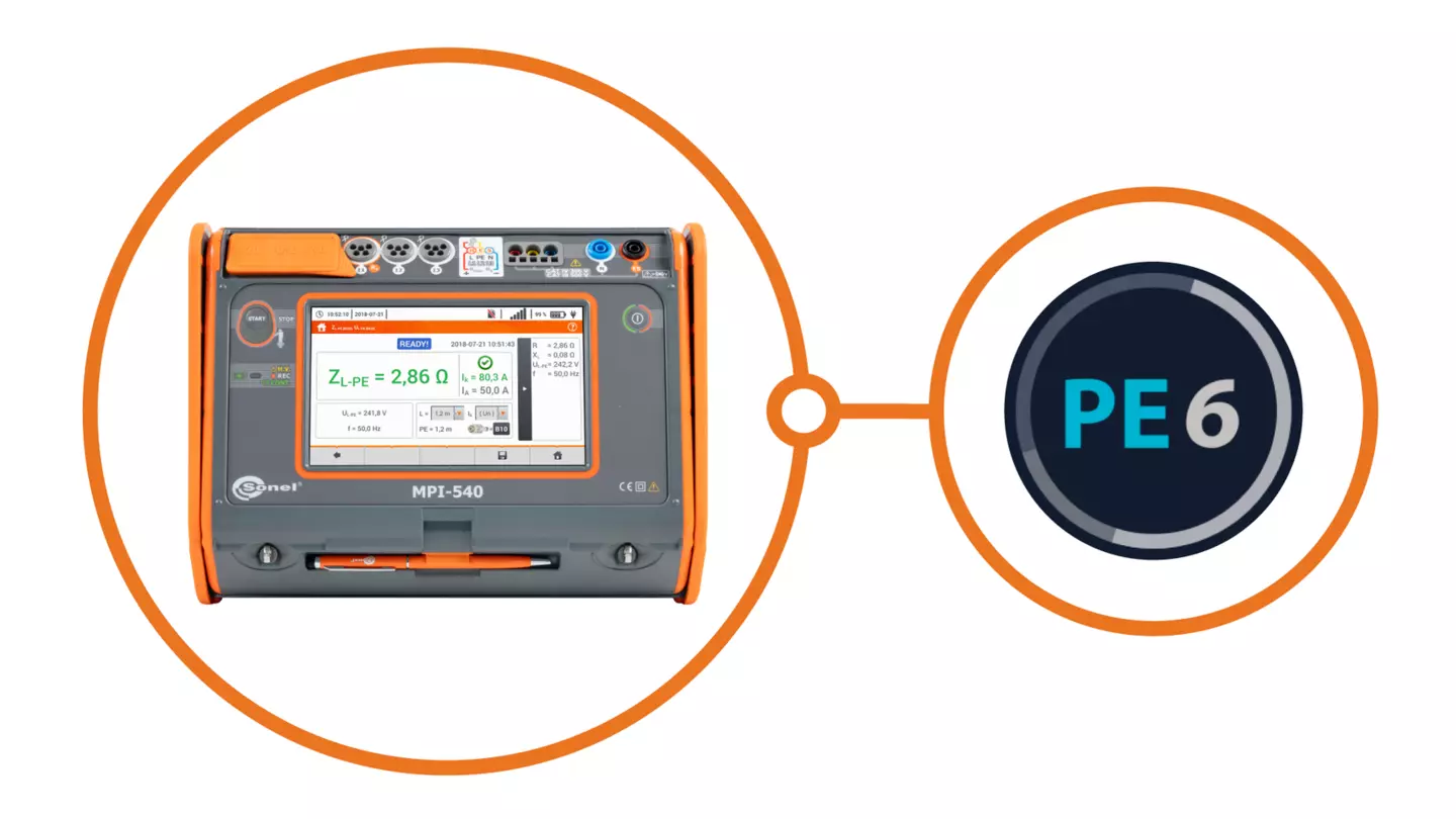 Wielofunkcyjny miernik parametrów instalacji elektrycznych bez cęgów elastycznych, z programem MPI-540 Start + PE6-thumbnail