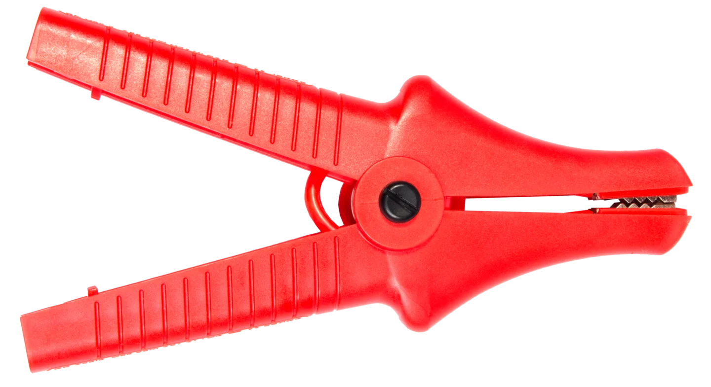 Crocodile clip, red, 11 kV, 32 A K-09