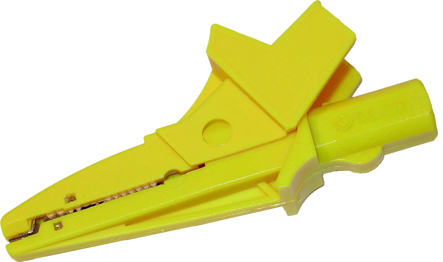 Crocodile clip, yellow, 1 kV, 20 A K-02