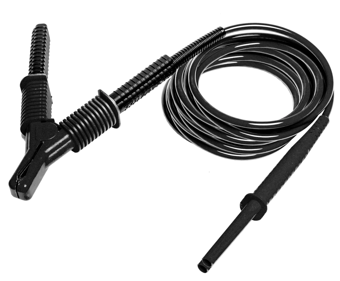 Test lead 10 m black, shielded 15 kV, CAT IV 1000V with crocodile clip