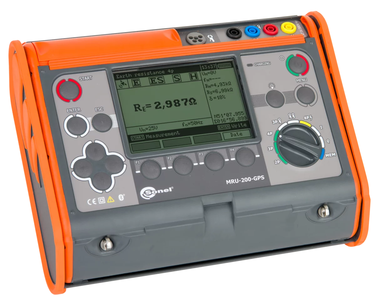 Earthing resistance and soil resistivity meter with hard carrying case and clamps MRU-200-GPS XL3C3N1