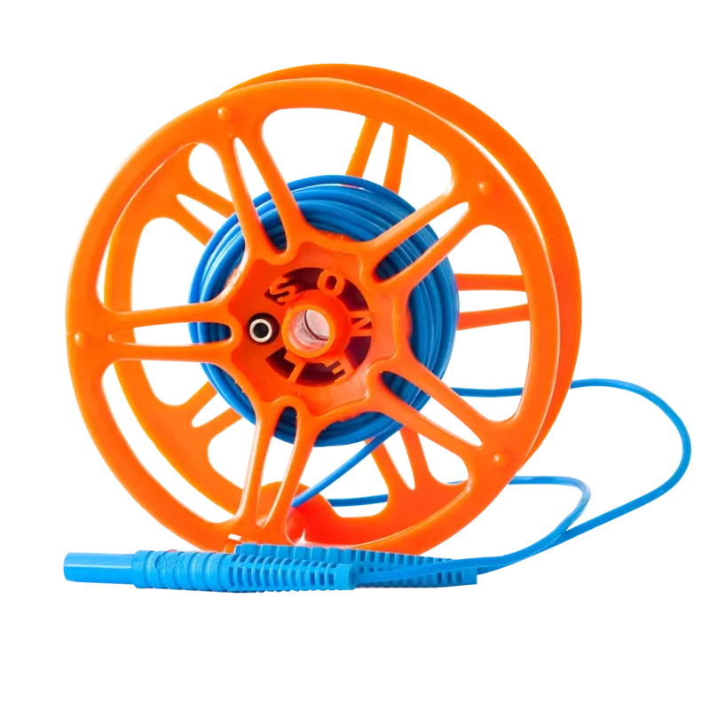 Cavo da 15 m blu per la misurazione della resistenza di terra su bobina (spine a banana)