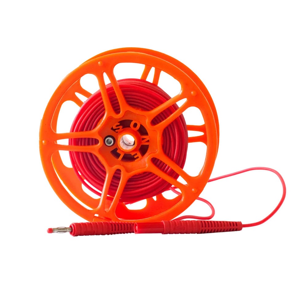 Cavo da 30 m rosso per la misurazione della resistenza di terra su bobina (spine a banana)-thumbnail