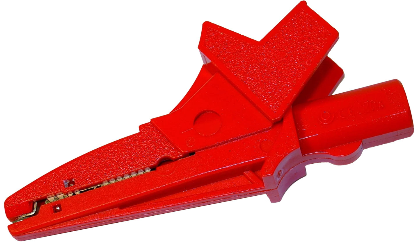 Crocodile clip, red, 1 kV, 20 A K-02