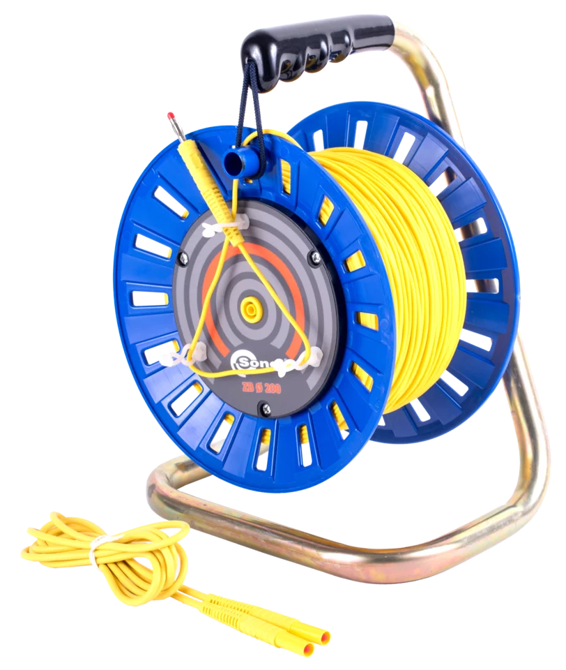 Test lead 100 m for earth resistance measurements (on a reel) yellow