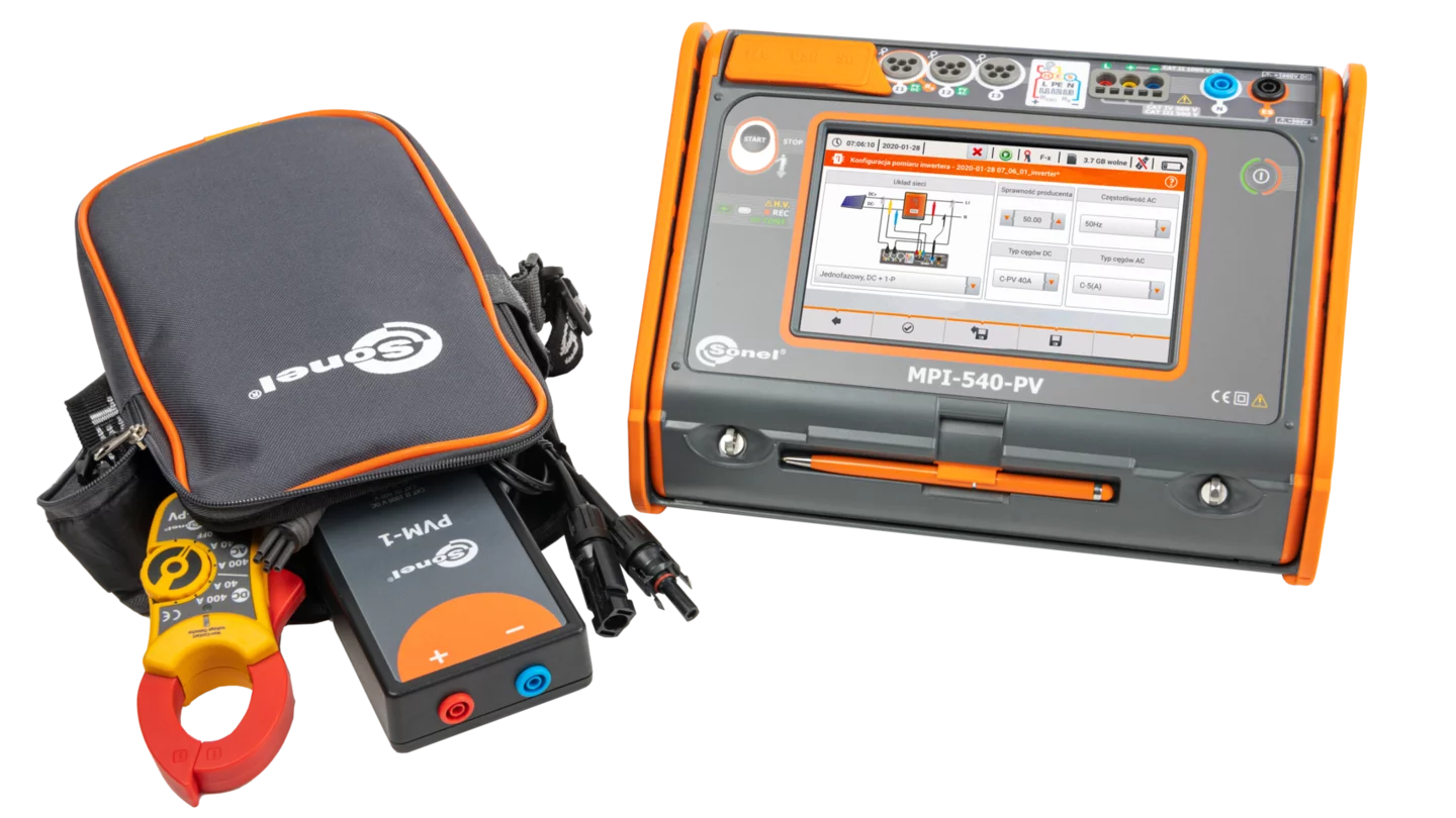 Multi-function meter of electrical and PV system parameters with flexible coils and solar radiation measurement set MPI-540-PV Solar-1