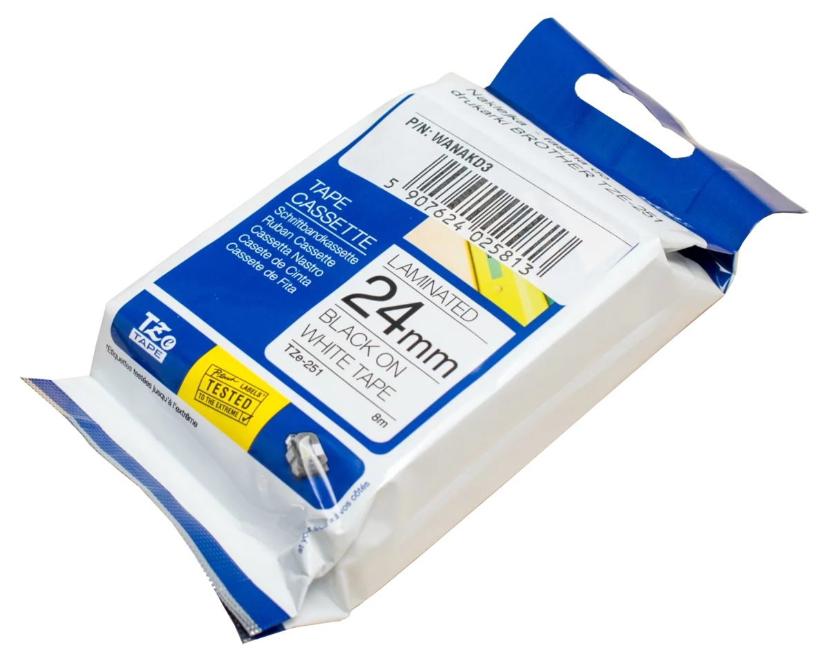 Label Roll – 24mm Black on White for D3 printer (BROTHER)-thumbnail