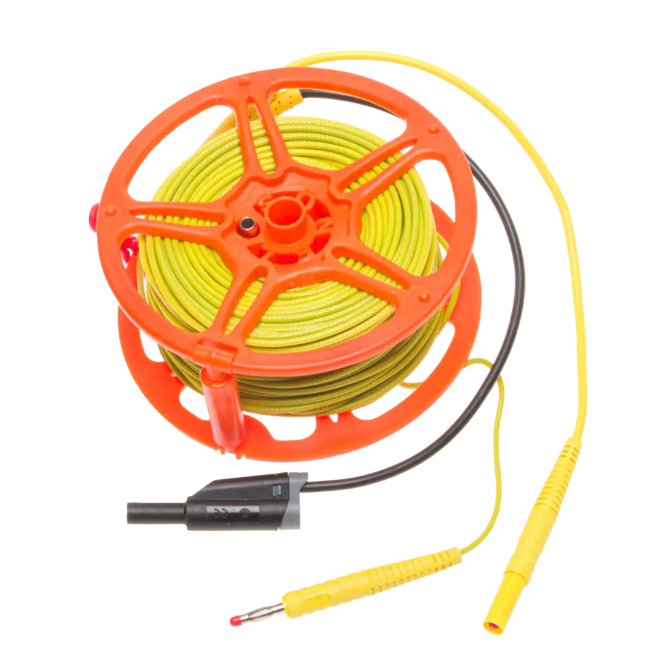 Test lead 50 m for earth resistance measurements (on a reel, banana plugs, shielded) yellow-thumbnail