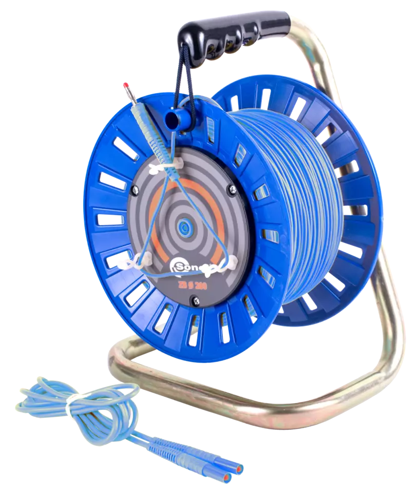 Test lead 75 m for earth resistance measurements (on a reel, banana plugs) blue-thumbnail