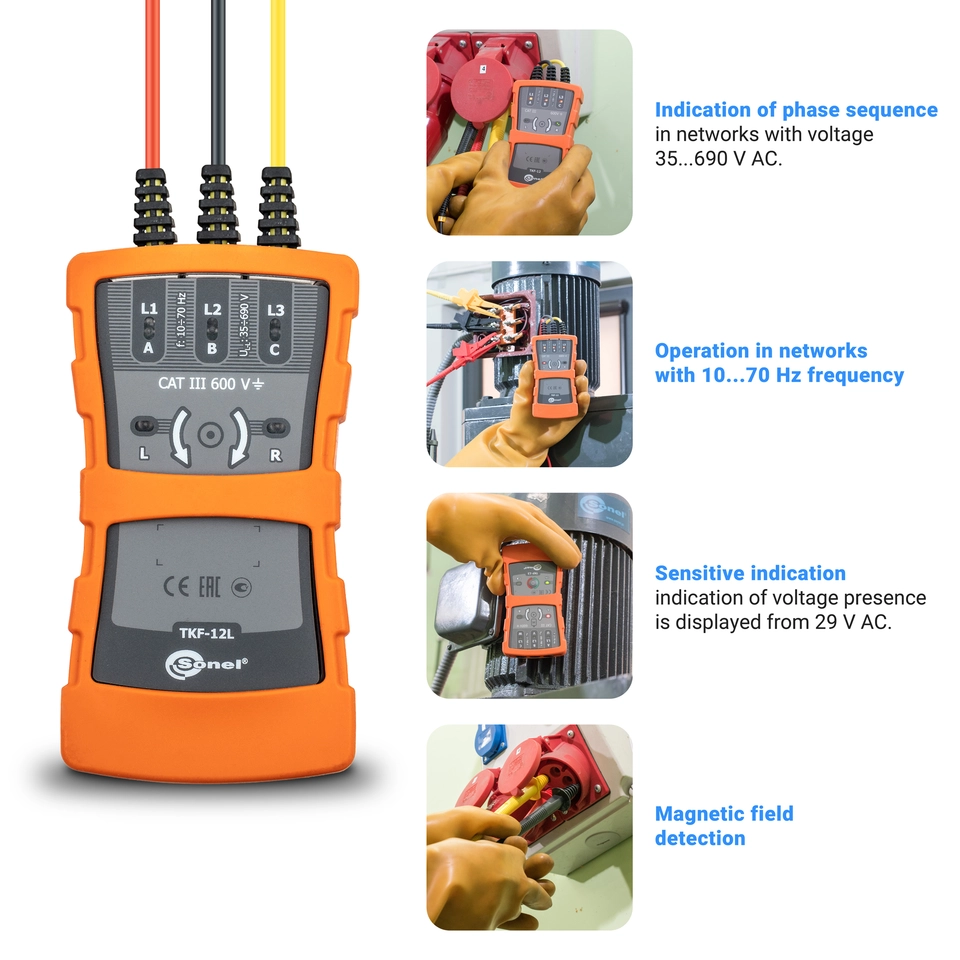 Phase sequence and motor rotation tester TKF-12L - Highest Quality ...