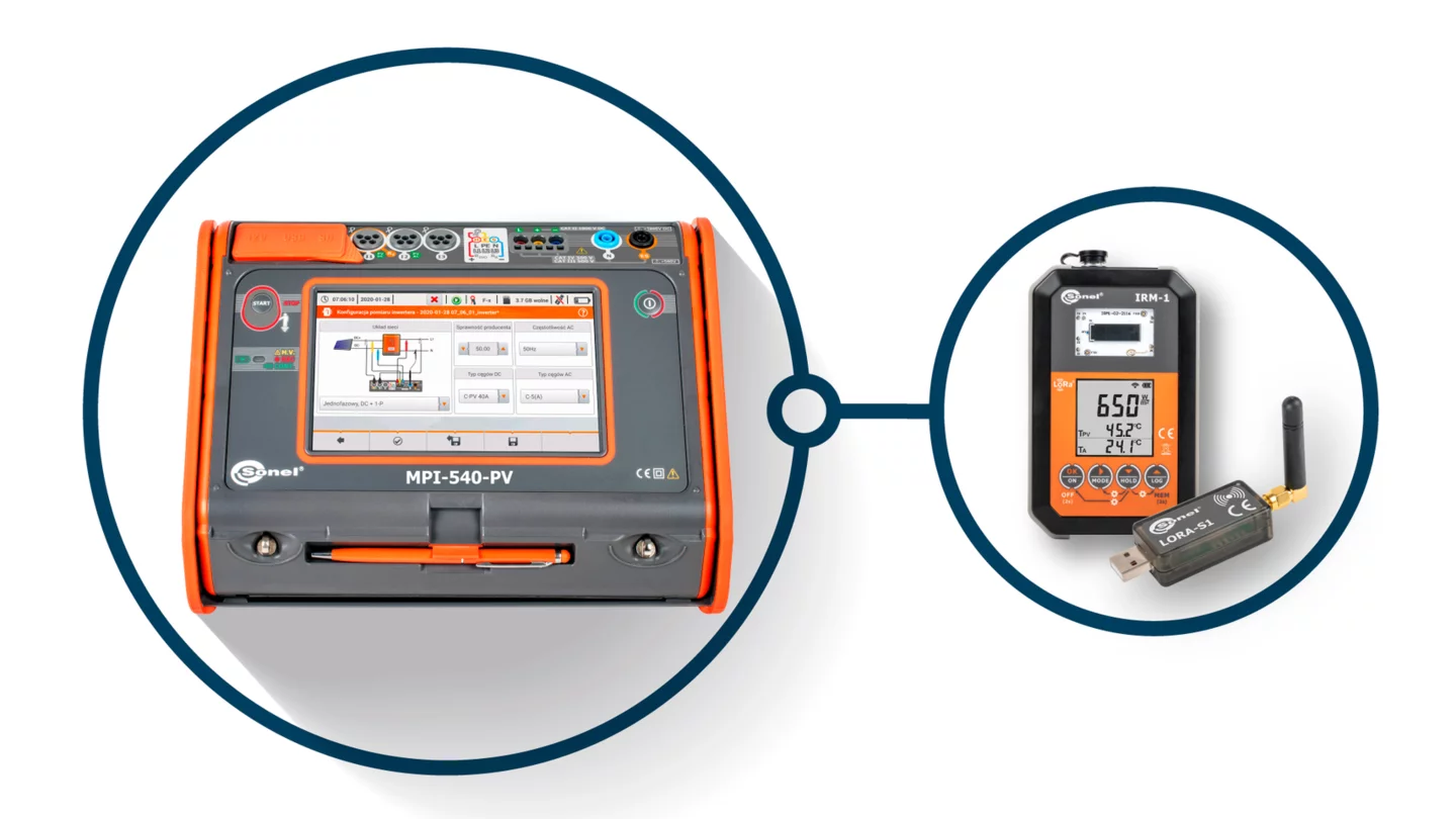 Multi-function meter of electrical and PV system parameters with flexible coils and solar radiation measurement set MPI-540-PV Solar