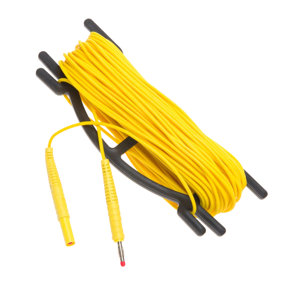 Cable 30 m amarillo en  carrete (clavijas  banana)